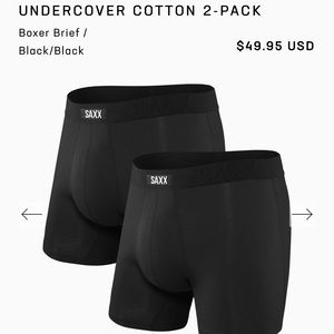 UNOPENED- SAXX Undercover Cotten Men’s boxer brief 2-pack w/ ballpark pouch L